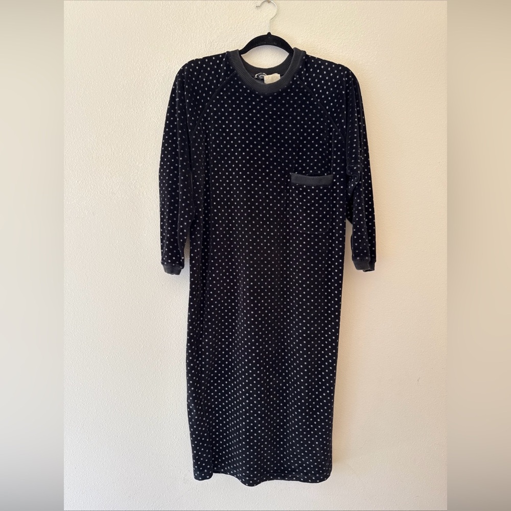 Adrianne Vittadini vintage black silver star long velour dress